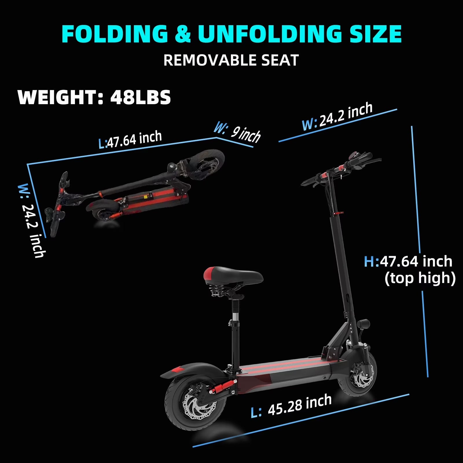 Electric Scooter with Seat for Adults,35 MPH MAX Speed ,1200W Foldable Escooter, 10 Inch Street Tire,Ul2272
