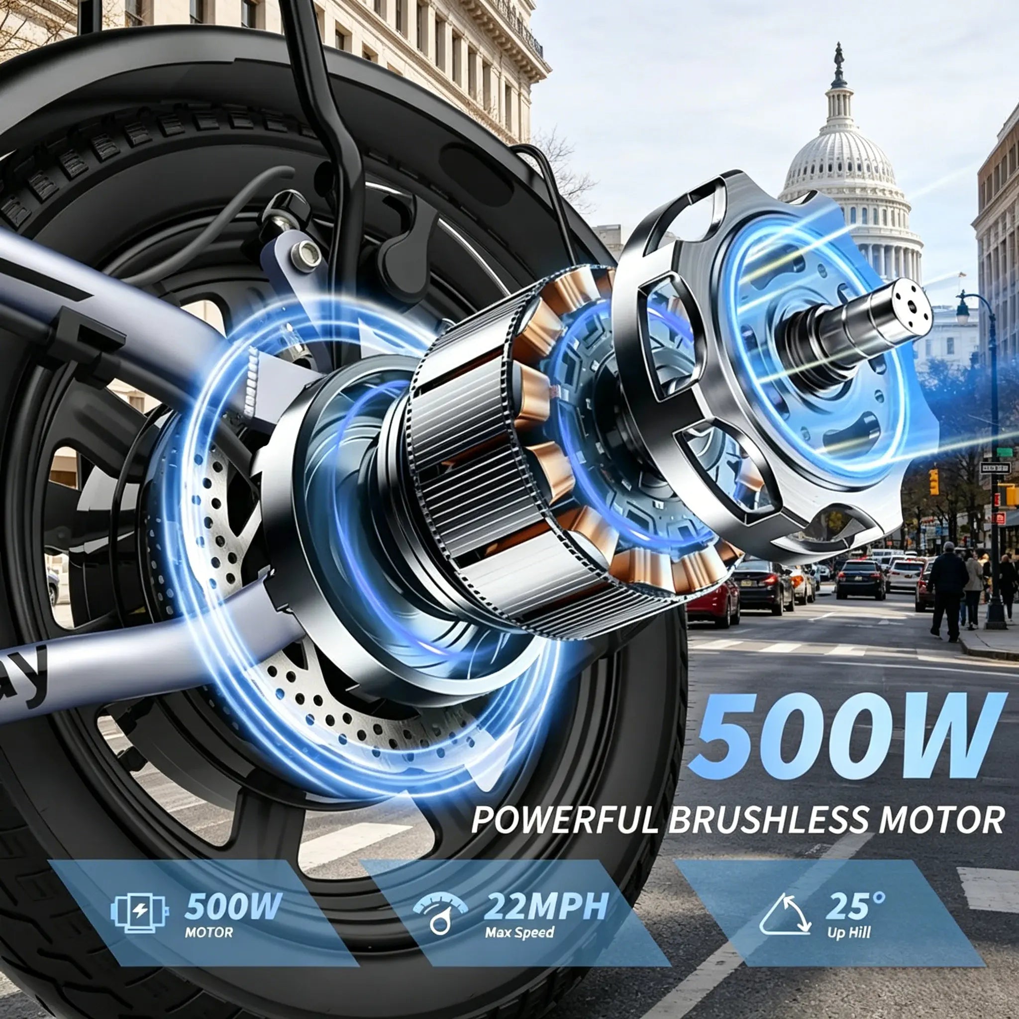 US 14" Foldable Electric Bike for Adults | 750W Peak Motor, 22 MPH Speed | 48V 10.4Ah/15.6Ah Battery, Electric Scooter| with Dual-Seat and Multi-Shock Absorption & Smart APP | with Phone Holder | UL2849 Certified Motor | Nice for Gift & Daily Commutes