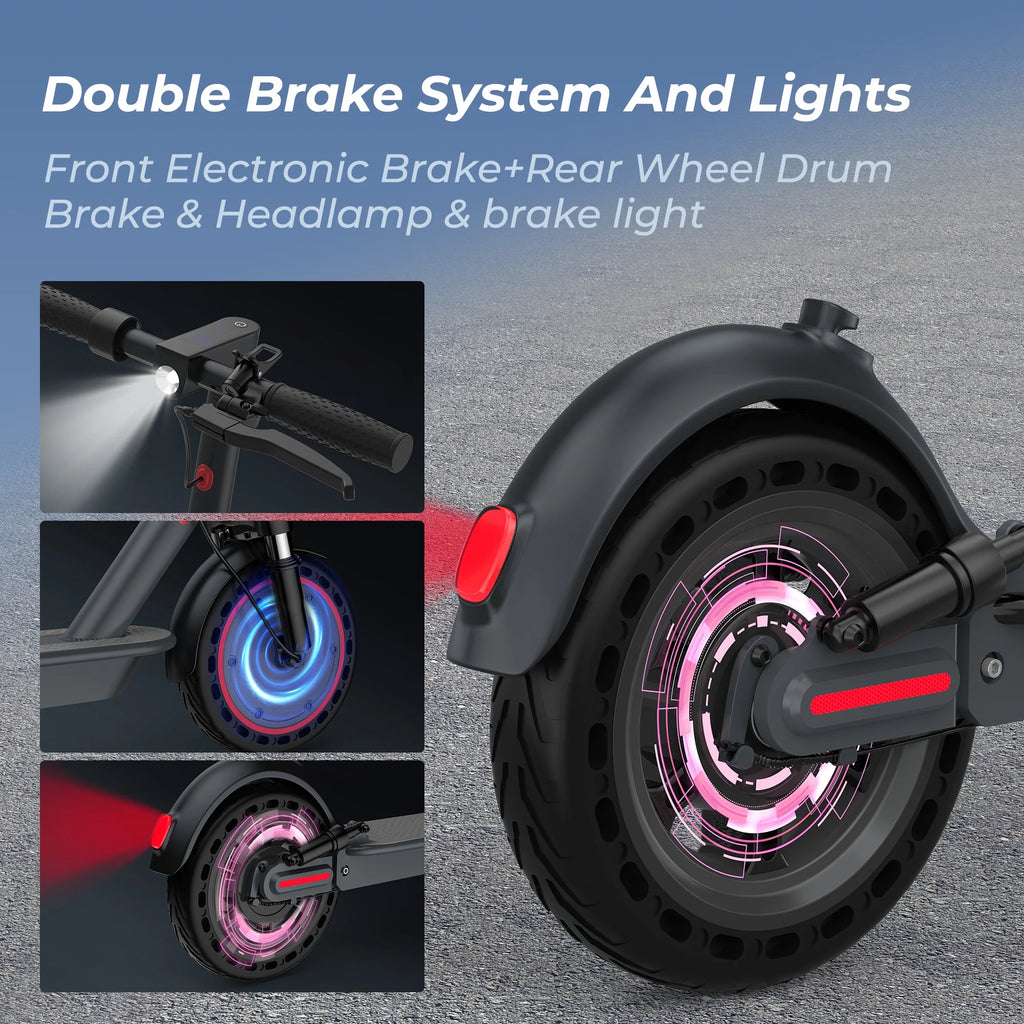 TMAX 500W 10' Foldable Electric Scooter, 21 Mph Top Speed with Dual Braking System and Shock Absorption UL2272