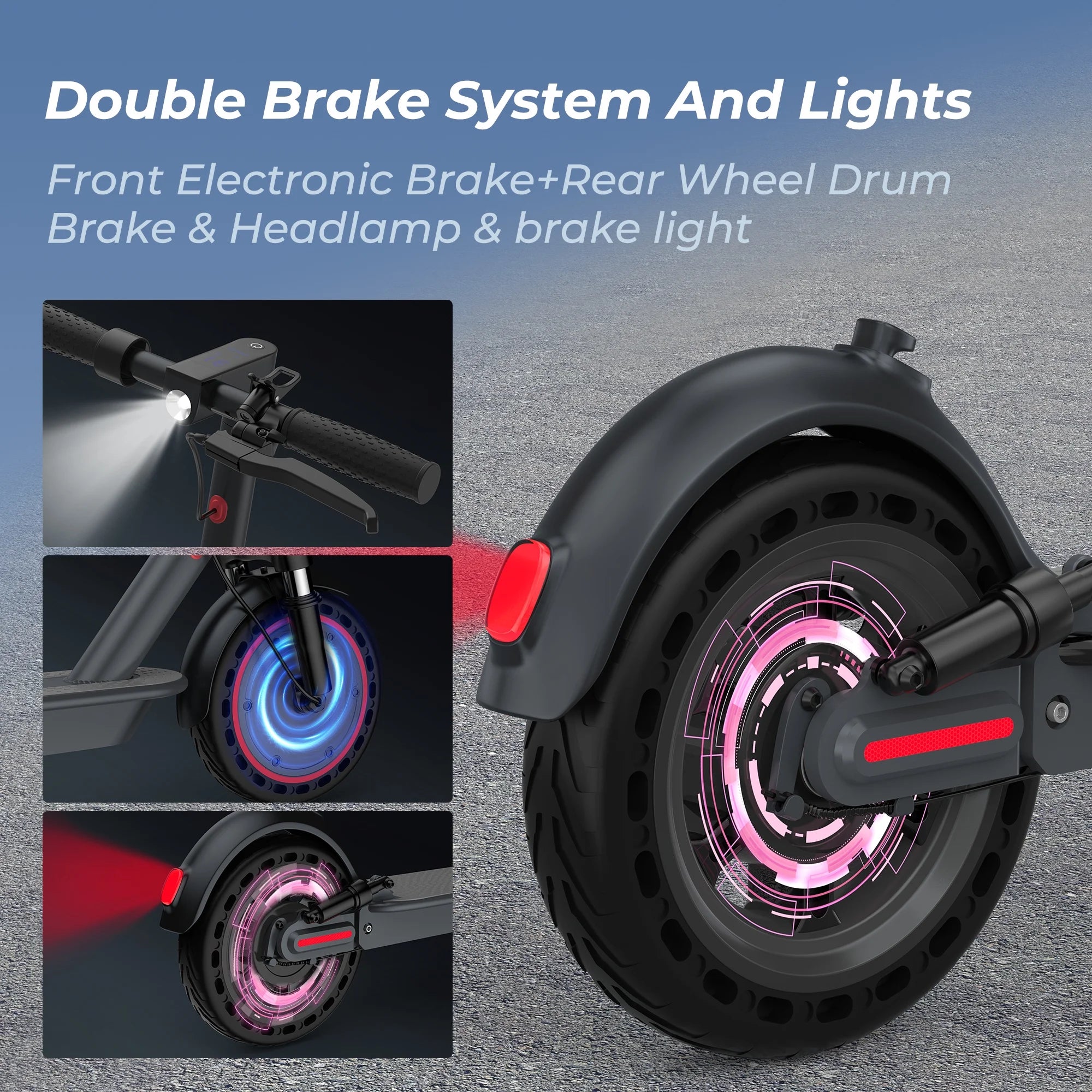 TMAX 500W 10' Foldable Electric Scooter, 21 Mph Top Speed with Dual Braking System and Shock Absorption UL2272