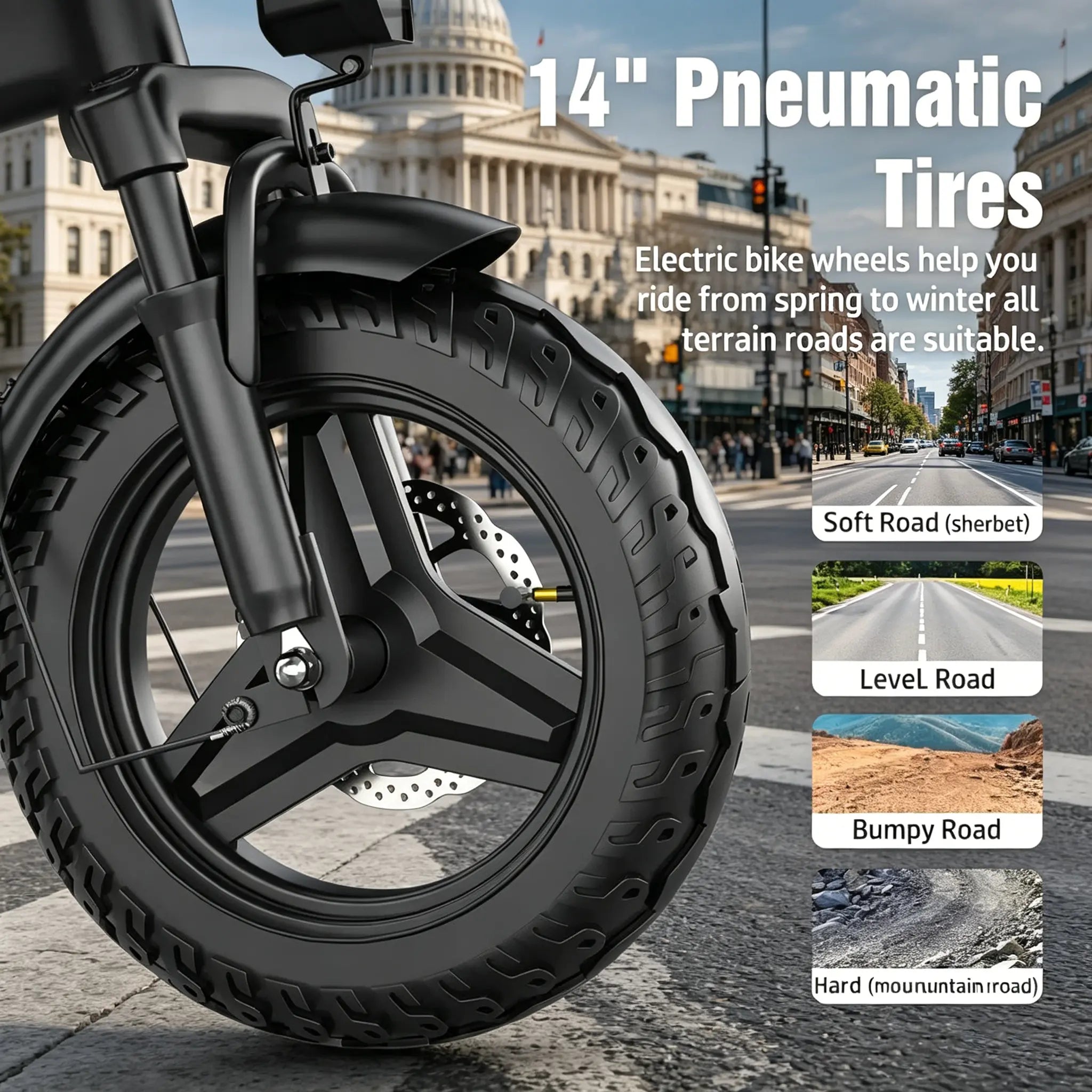 US 14" Foldable Electric Bike for Adults | 750W Peak Motor, 22 MPH Speed | 48V 10.4Ah/15.6Ah Battery, Electric Scooter| with Dual-Seat and Multi-Shock Absorption & Smart APP | with Phone Holder | UL2849 Certified Motor | Nice for Gift & Daily Commutes