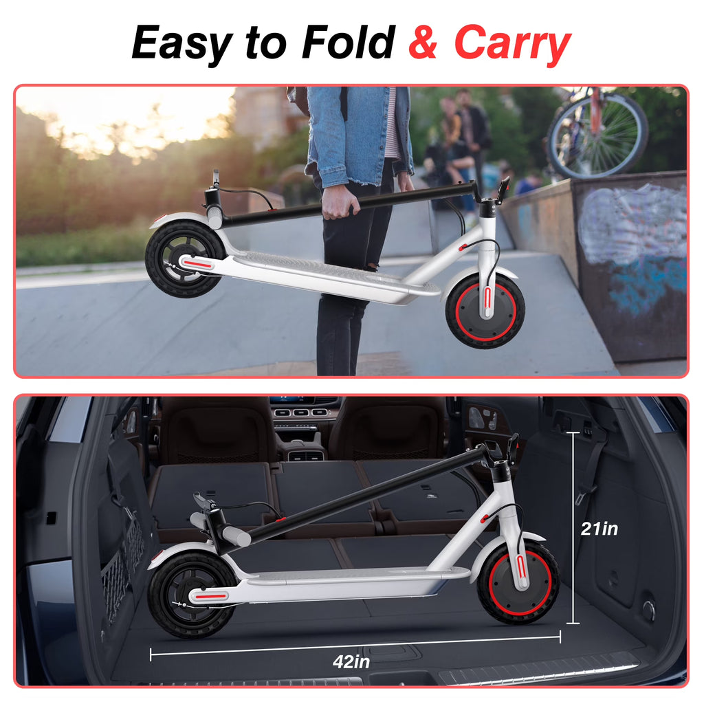 WHITE ES80 350W 8.5' Foldable Electric Scooter for Adults and Child, 21 Miles Range UL2272