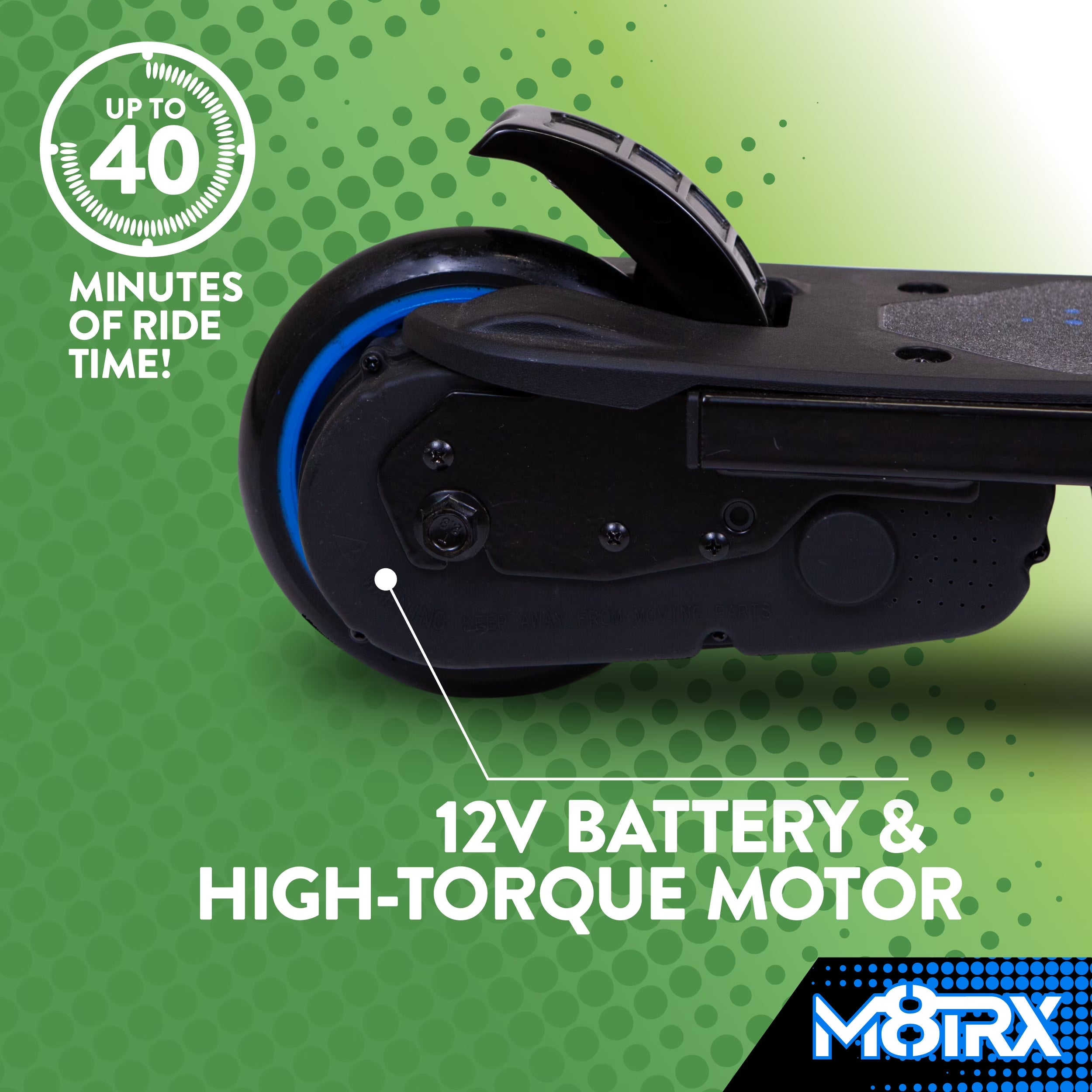 M8TRX Blue 12V Electric Scooter for Kids Ages 6-12, Powered E-Scooter with Speeds of 8 MPH