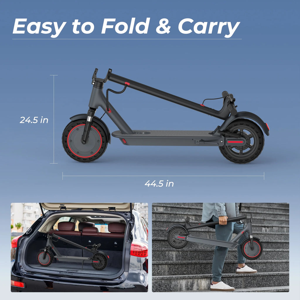 TMAX 500W 10' Foldable Electric Scooter, 21 Mph Top Speed with Dual Braking System and Shock Absorption UL2272