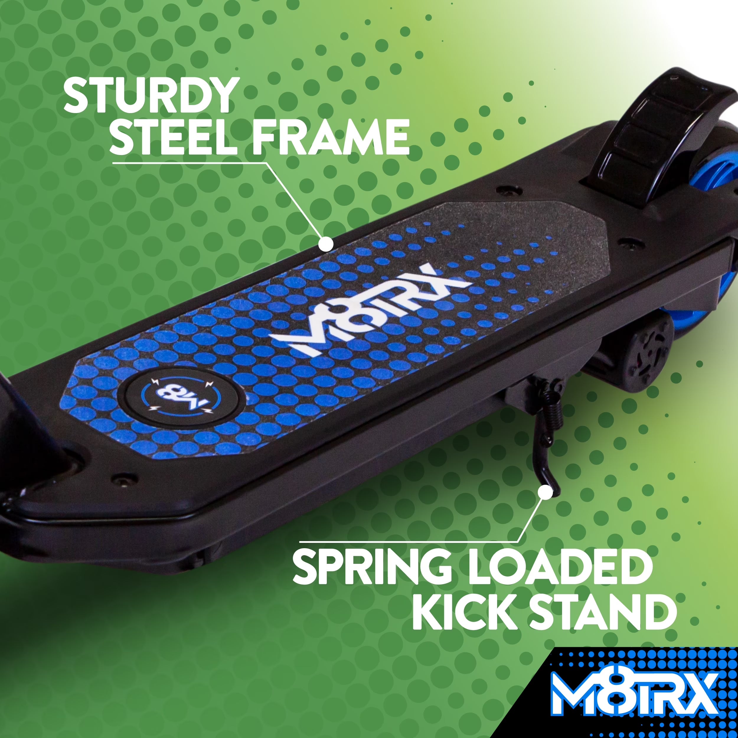 M8TRX Blue 12V Electric Scooter for Kids Ages 6-12, Powered E-Scooter with Speeds of 8 MPH