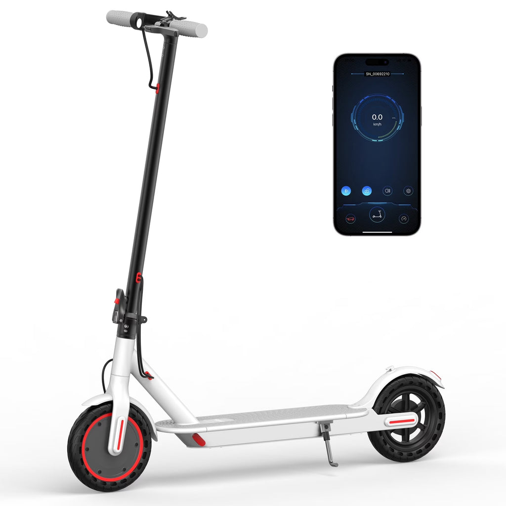 WHITE ES80 350W 8.5' Foldable Electric Scooter for Adults and Child, 21 Miles Range UL2272