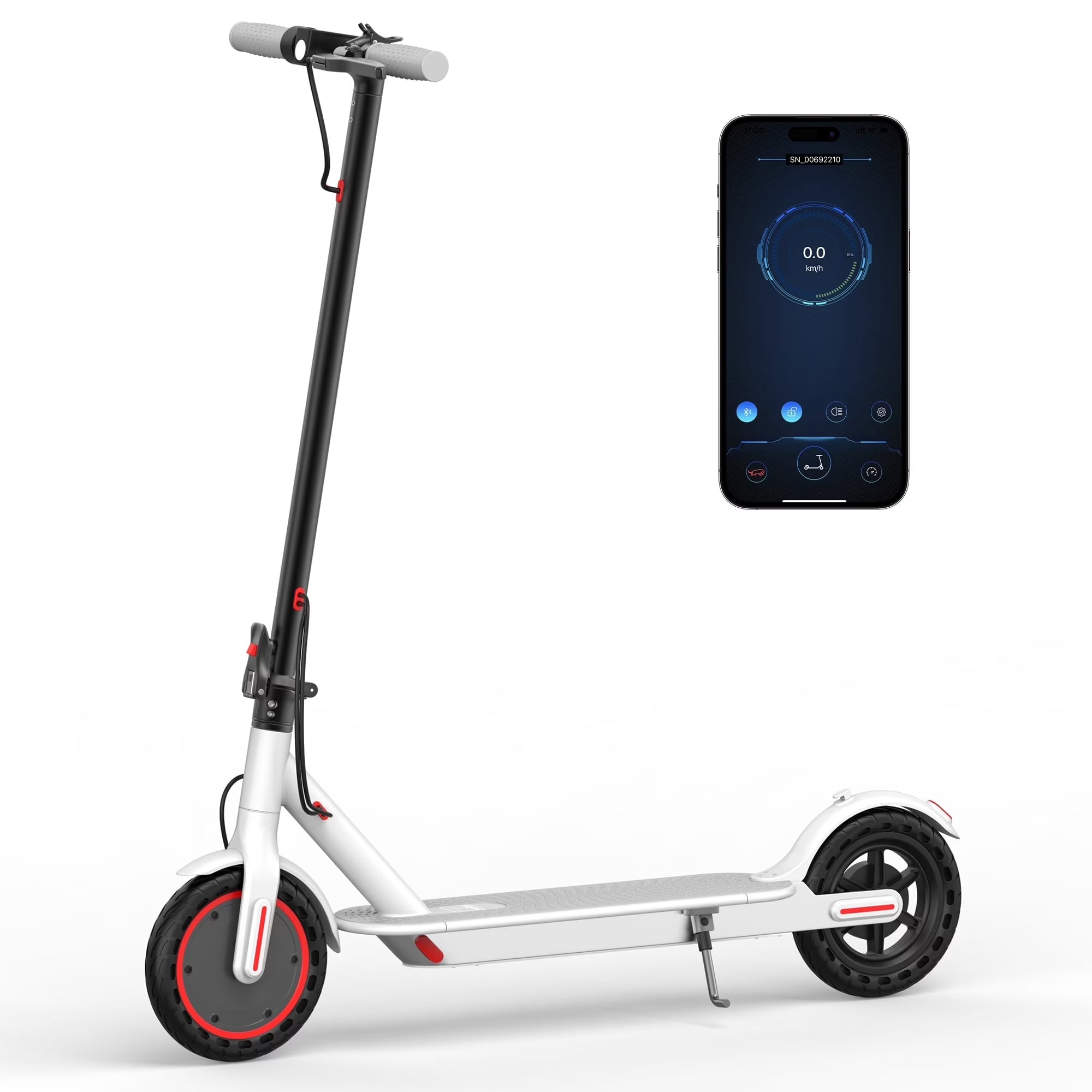 WHITE ES80 350W 8.5' Foldable Electric Scooter for Adults and Child, 21 Miles Range UL2272
