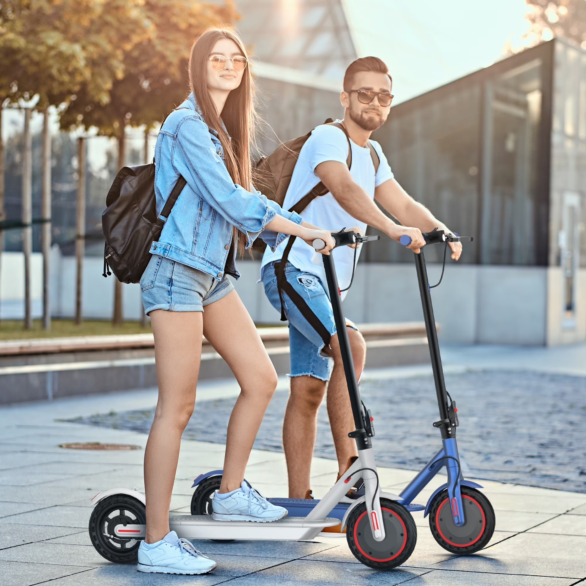 WHITE ES80 350W 8.5' Foldable Electric Scooter for Adults and Child, 21 Miles Range UL2272