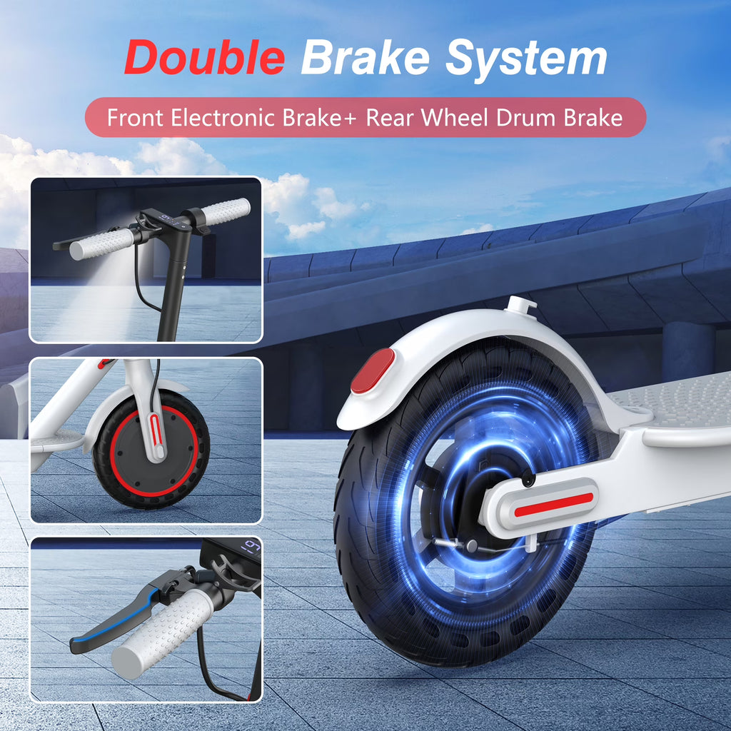 WHITE ES80 350W 8.5' Foldable Electric Scooter for Adults and Child, 21 Miles Range UL2272