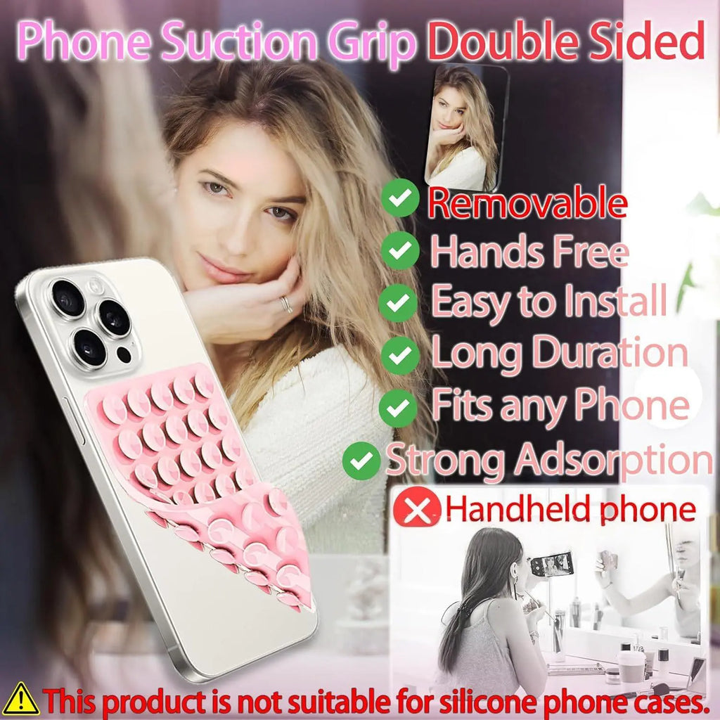 Silicone Suction Cup Phone Holder, Cell Phone Mount, Double-Sided Phone Holder, Hands-Free Phone Stand, Phone Accessories for Selfie & Video, Mount, Smartphone Suction Cup