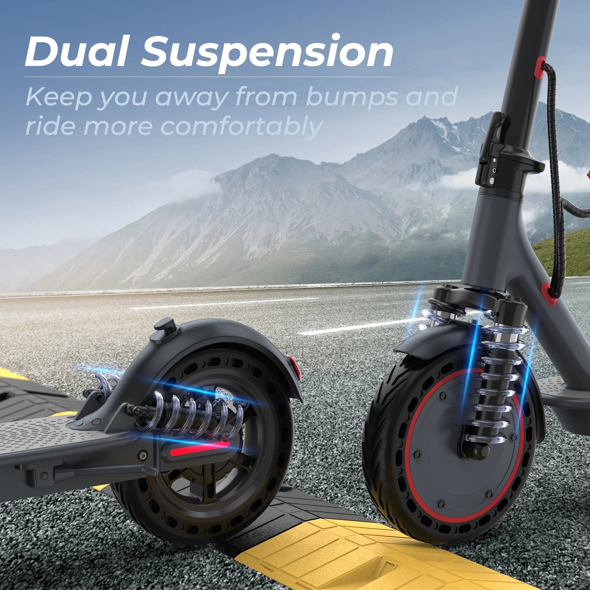 TMAX 500W 10' Foldable Electric Scooter, 21 Mph Top Speed with Dual Braking System and Shock Absorption UL2272