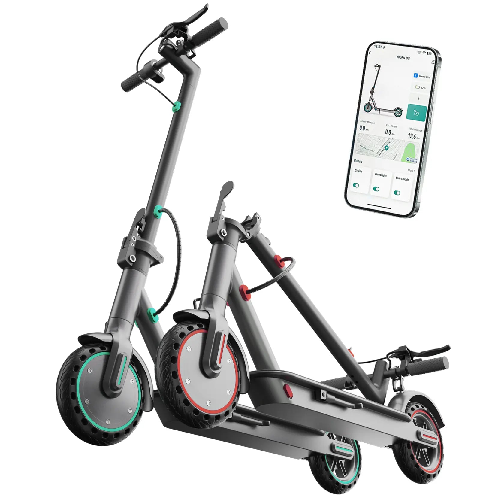 Electric Scooter -19 MPH Max Speed, 8.5''Honeycomb Solid Tires, 350W Motor, 12 Miles Range,Adjustable Speed Foldable Commuter Scooter with Dual Braking System & Smart App Control School Powerful Scooters