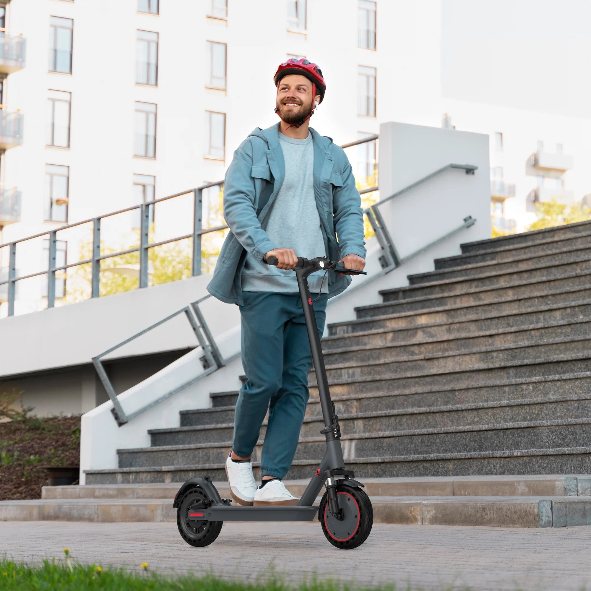 TMAX 500W 10' Foldable Electric Scooter, 21 Mph Top Speed with Dual Braking System and Shock Absorption UL2272