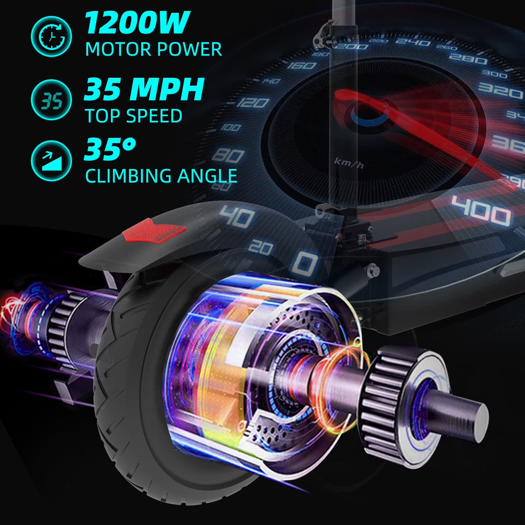 Electric Scooter with Seat for Adults,35 MPH MAX Speed ,1200W Foldable Escooter, 10 Inch Street Tire,Ul2272