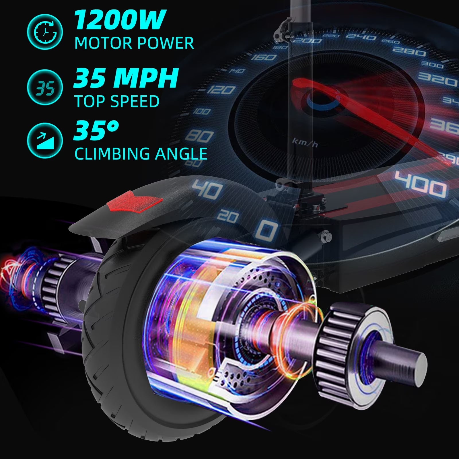 Electric Scooter with Seat for Adults,35 MPH MAX Speed ,1200W Foldable Escooter, 10 Inch Street Tire,Ul2272