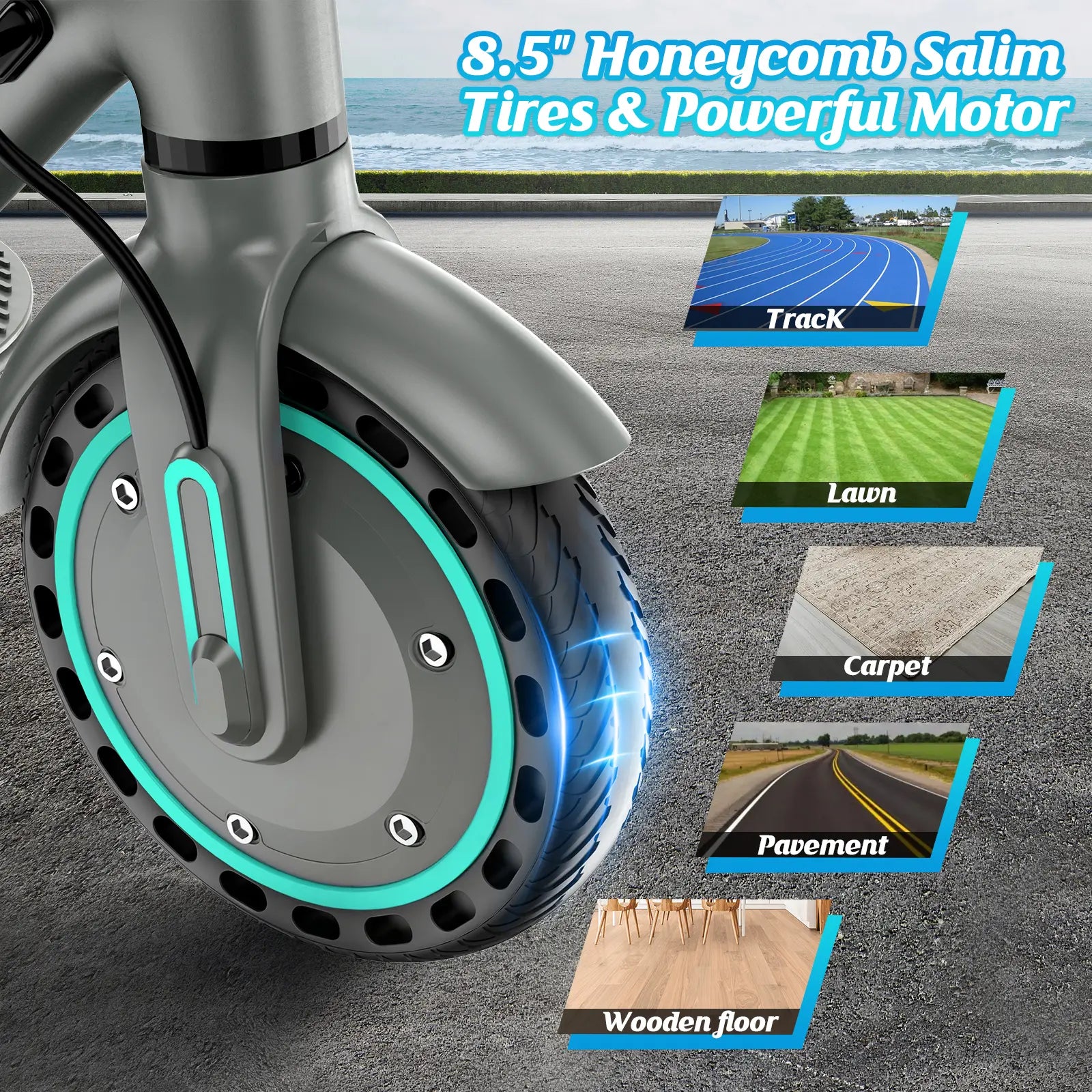 Electric Scooter -19 MPH Max Speed, 8.5''Honeycomb Solid Tires, 350W Motor, 12 Miles Range,Adjustable Speed Foldable Commuter Scooter with Dual Braking System & Smart App Control School Powerful Scooters
