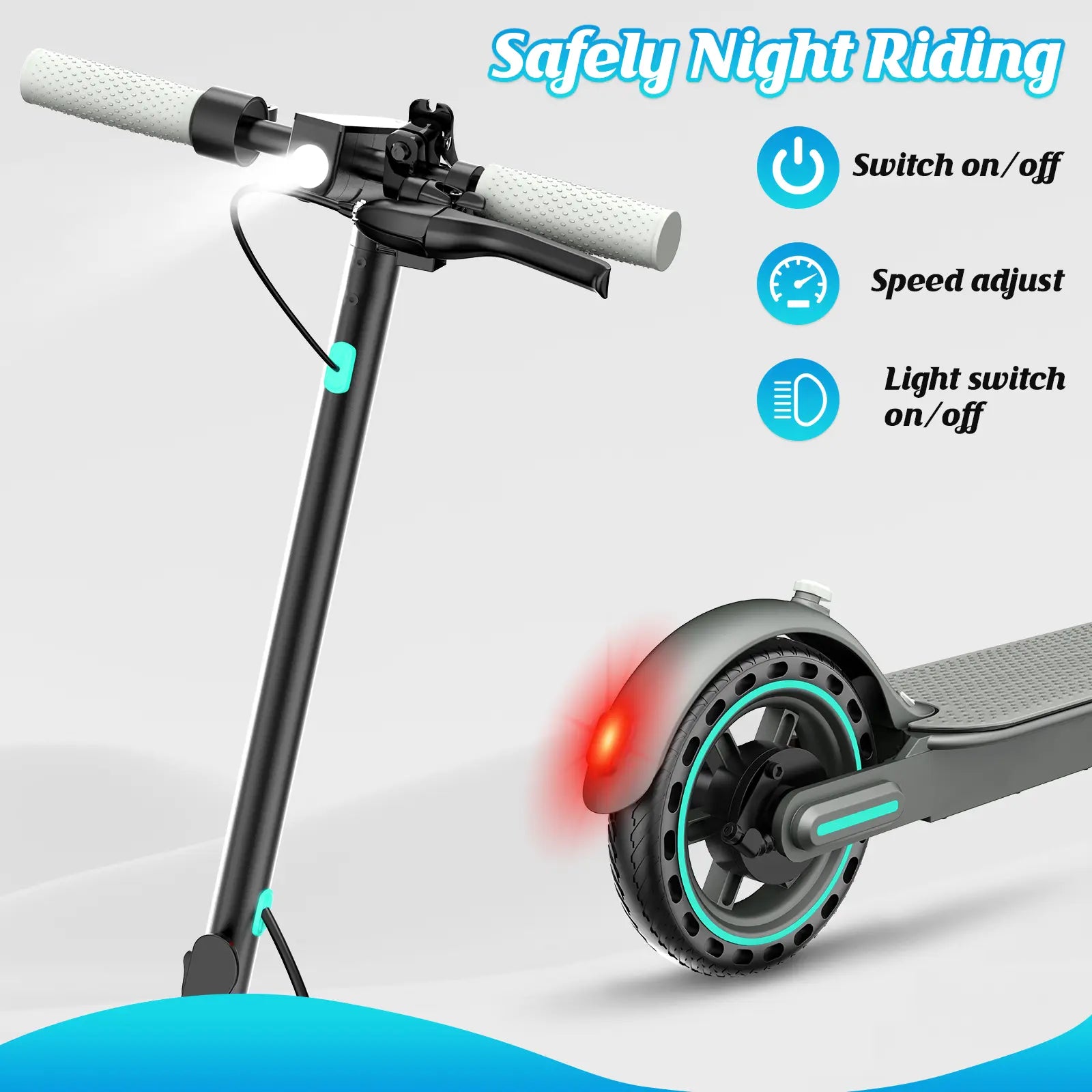 Electric Scooter -19 MPH Max Speed, 8.5''Honeycomb Solid Tires, 350W Motor, 12 Miles Range,Adjustable Speed Foldable Commuter Scooter with Dual Braking System & Smart App Control School Powerful Scooters