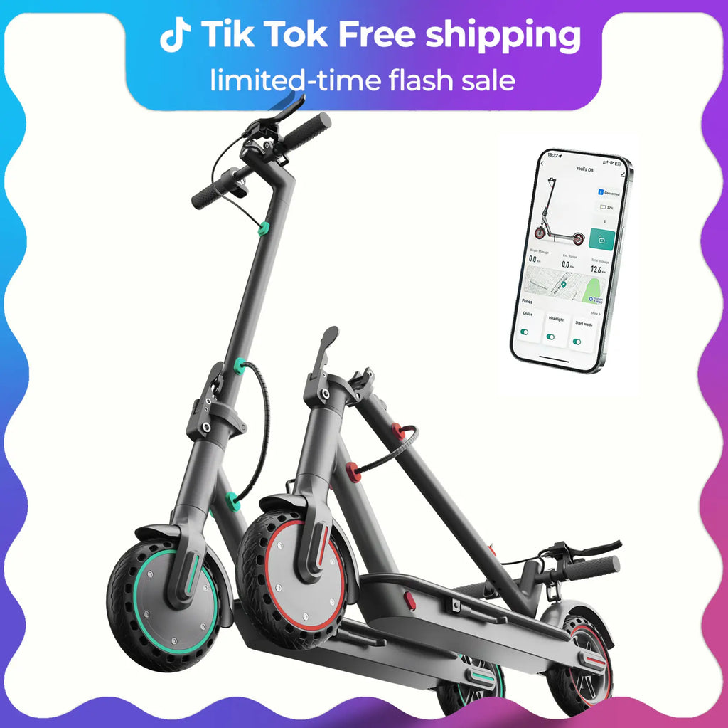 Electric Scooter -19 MPH Max Speed, 8.5''Honeycomb Solid Tires, 350W Motor, 12 Miles Range,Adjustable Speed Foldable Commuter Scooter with Dual Braking System & Smart App Control School Powerful Scooters