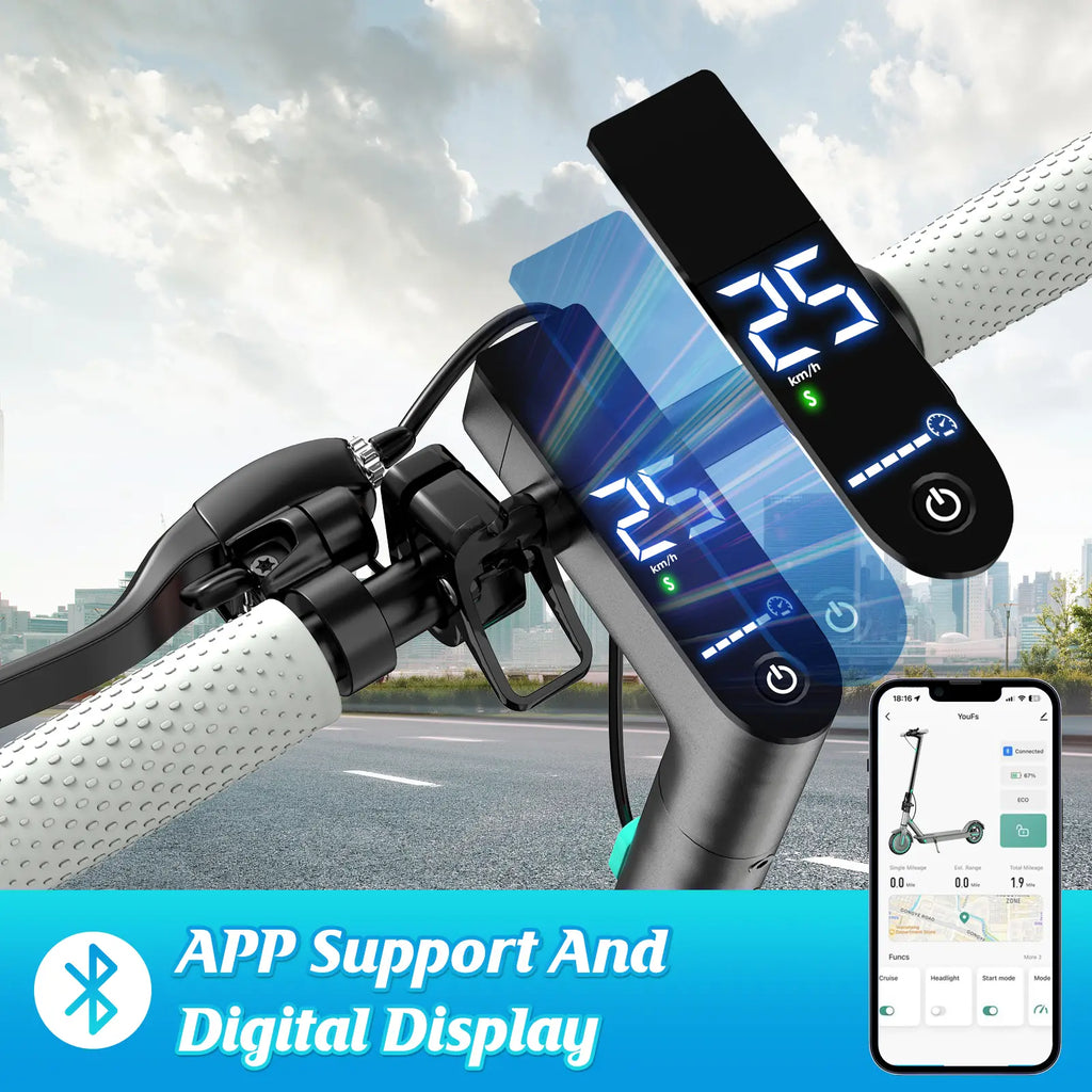 Electric Scooter -19 MPH Max Speed, 8.5''Honeycomb Solid Tires, 350W Motor, 12 Miles Range,Adjustable Speed Foldable Commuter Scooter with Dual Braking System & Smart App Control School Powerful Scooters