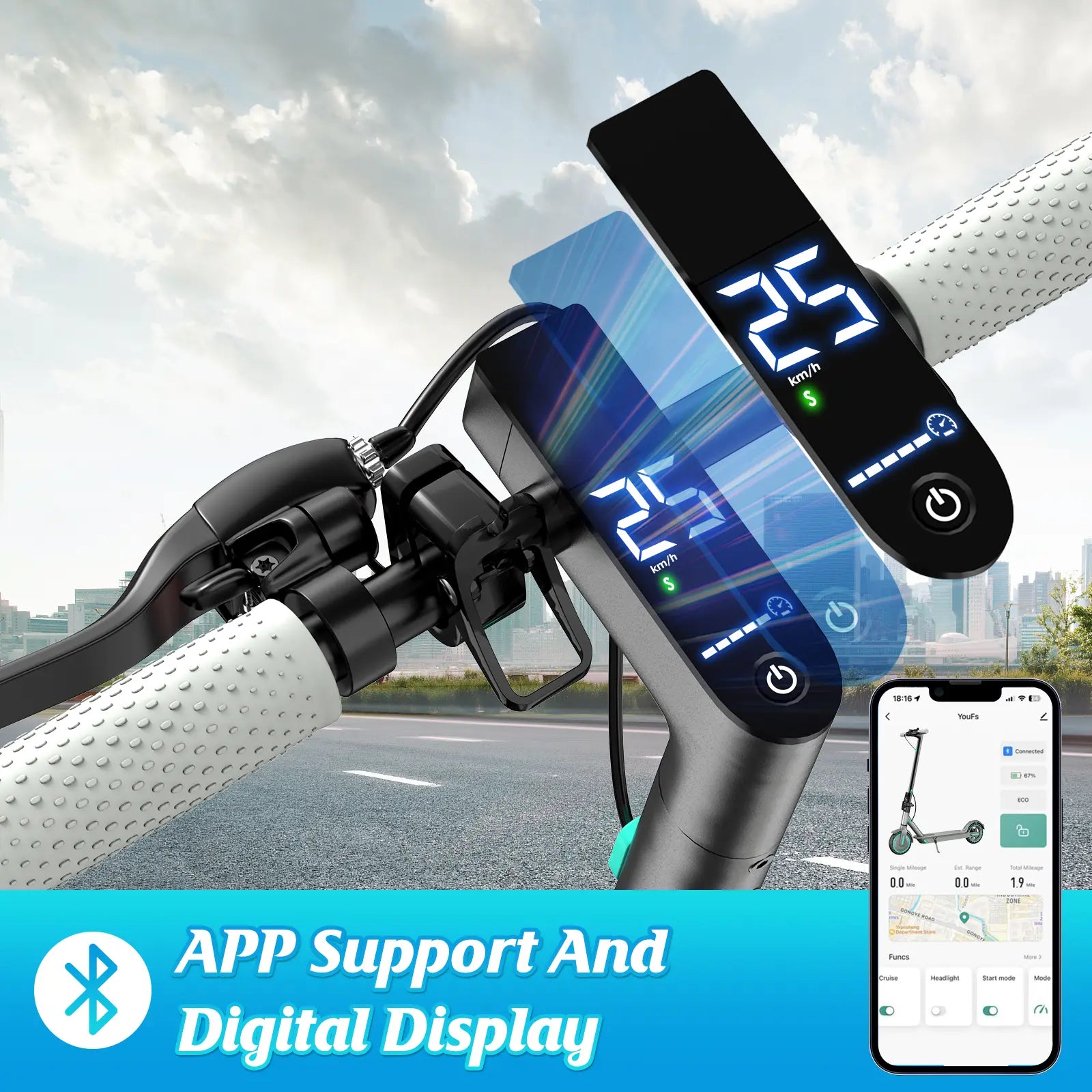 Electric Scooter -19 MPH Max Speed, 8.5''Honeycomb Solid Tires, 350W Motor, 12 Miles Range,Adjustable Speed Foldable Commuter Scooter with Dual Braking System & Smart App Control School Powerful Scooters