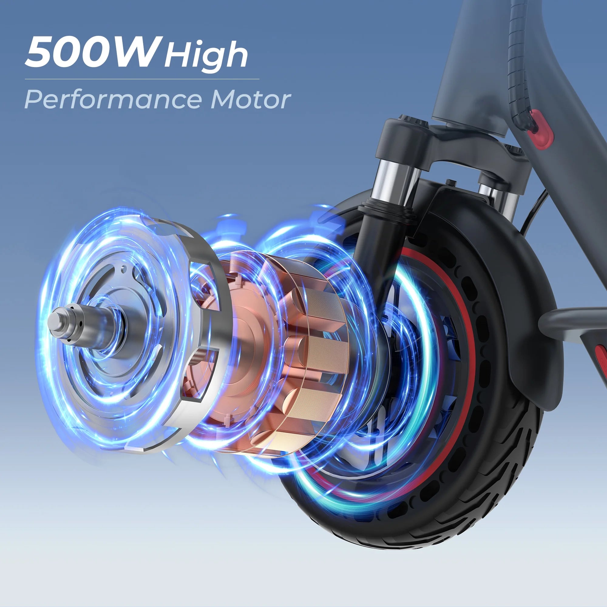 TMAX 500W 10' Foldable Electric Scooter, 21 Mph Top Speed with Dual Braking System and Shock Absorption UL2272